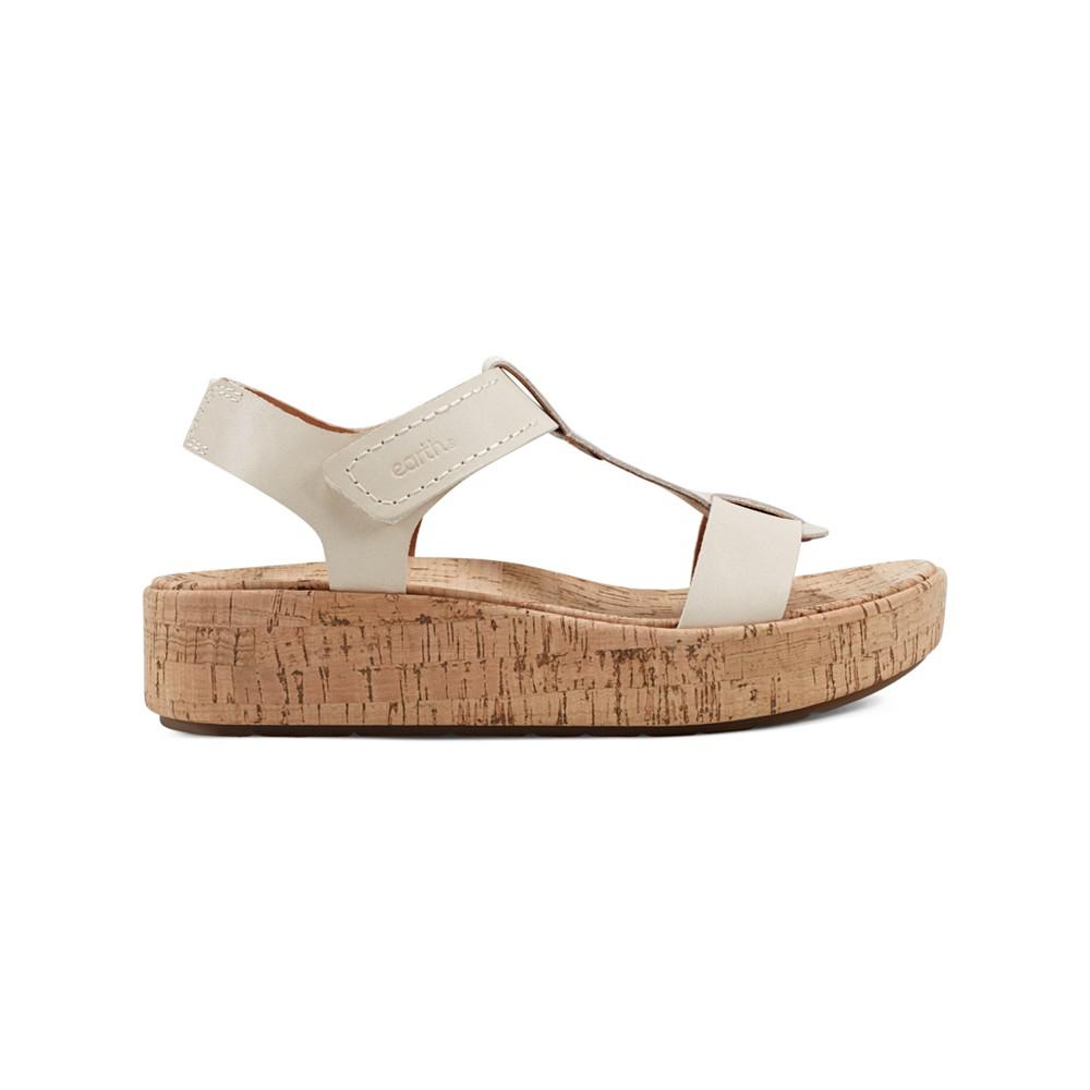 Earth Women's Shari T-Strap Platform Casual Wedge Sandals