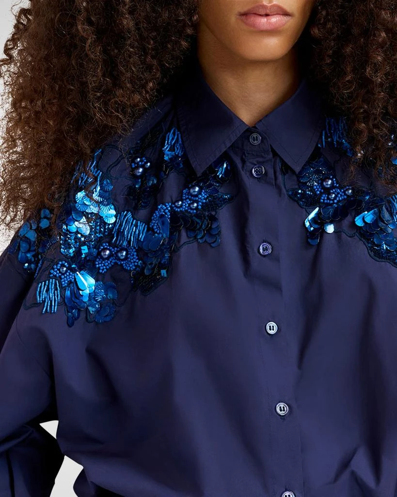 Essentiel Gdog Sequin and Bead Embroidered Cotton Poplin Shirt 4