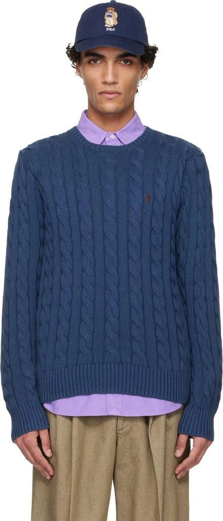 Ralph Lauren Navy Cable-Knit Cotton Sweater
