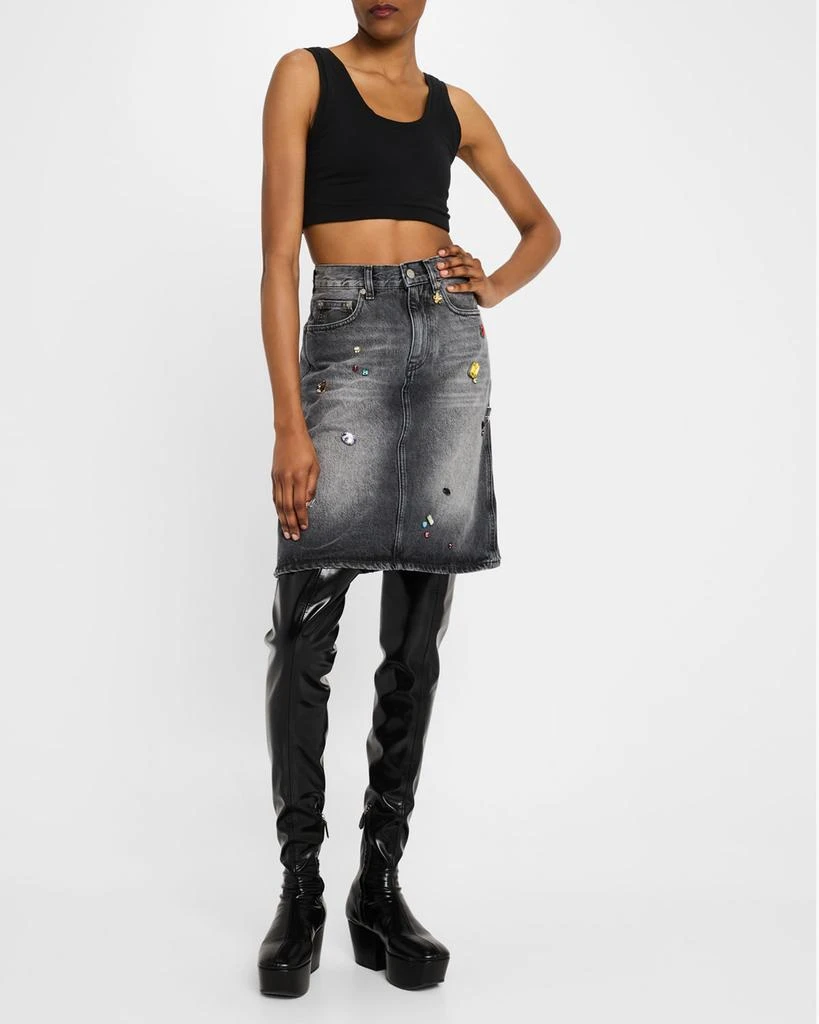 Marc Jacobs Charm Embellished Denim A-Line Skirt 2