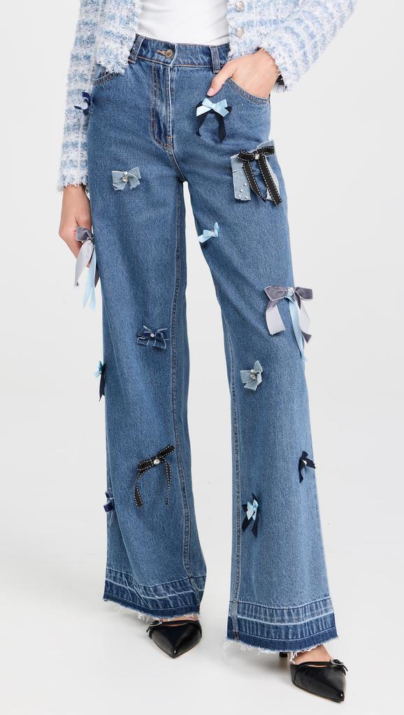 【関税込み】KIMHEEKIM ブルー Heart Puzzle Stamped ジーンズ KIMHĒKIM Blue Heart Puzzle Stamped Jeans - Pants - BeyondStyle