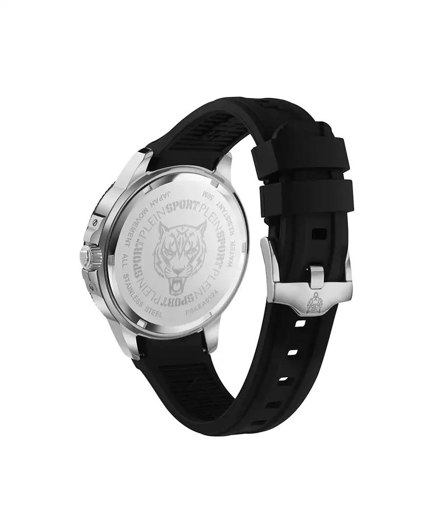 Plein Sport Men's City Rush 3 Hand Date Quartz Black Silicone Strap 45mm 3