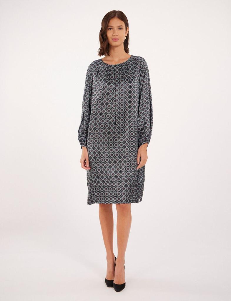 INES DE LA FRESSANGE Ariane seventies navy blue dress