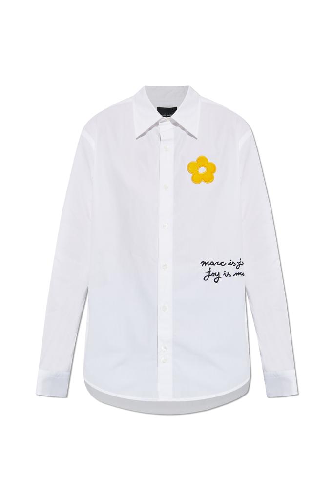 【美品】MARC JACOBS 長袖シャツ コットン100％ Sサイズ相当 Marc Jacobs logo-embroidered Shirt | White | FARFETCH