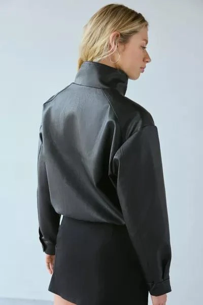 Silence + Noise Silence + Noise Chloe Faux Leather Bomber Jacket 4