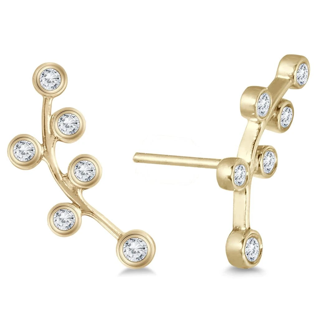 Monary 1/4 CTW Genuine Diamond Bubble Climbing Earrings in 14K Yellow Gold 2