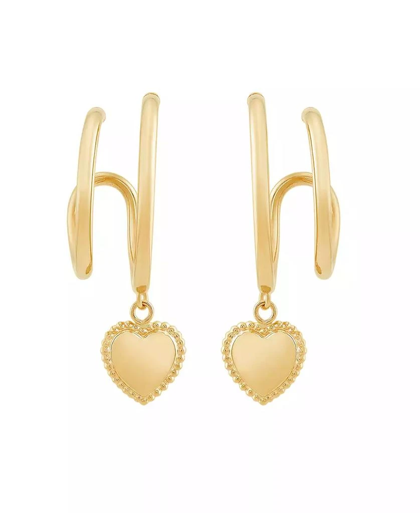 Macy's Double Hoop Heart Earrings in 14K Yellow Gold 1