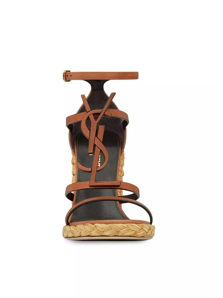 Yves Saint Laurent Cassandra Wedge Espadrilles in Smooth Vegetable-Tanned Leather with Monogram 3