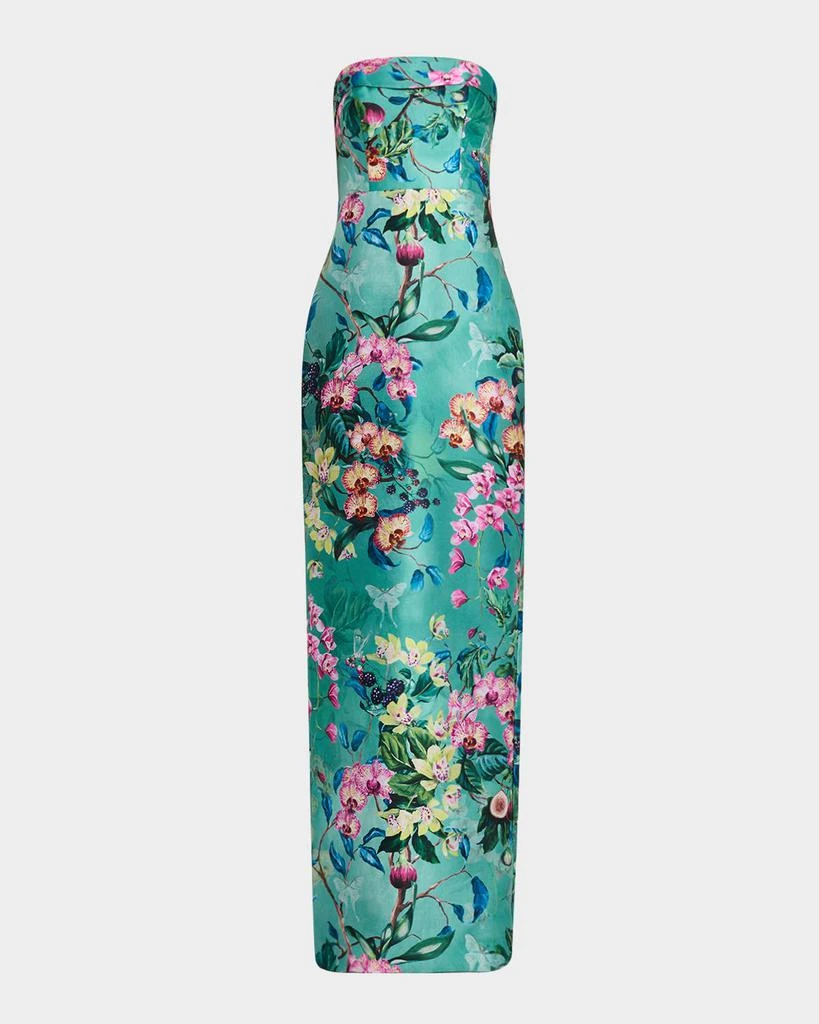 Theia Lulu Floral-Print Mikado Column Gown 1