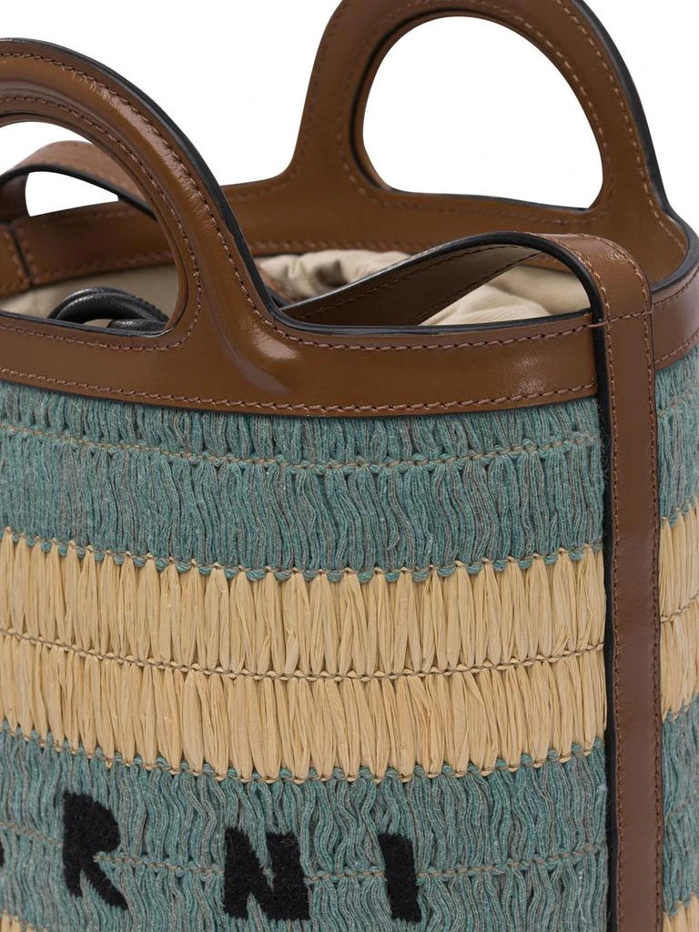 Marni Marni Logo Detailed Striped Woven Bucket Bag 4