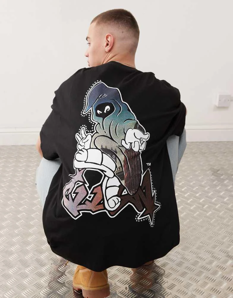 COLLUSION COLLUSION Studded premium graphic skate t-shirt in black 1