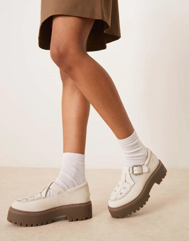 Timberland Timberland Stone Street Mary Jane platform shoes in off white nubuck 1