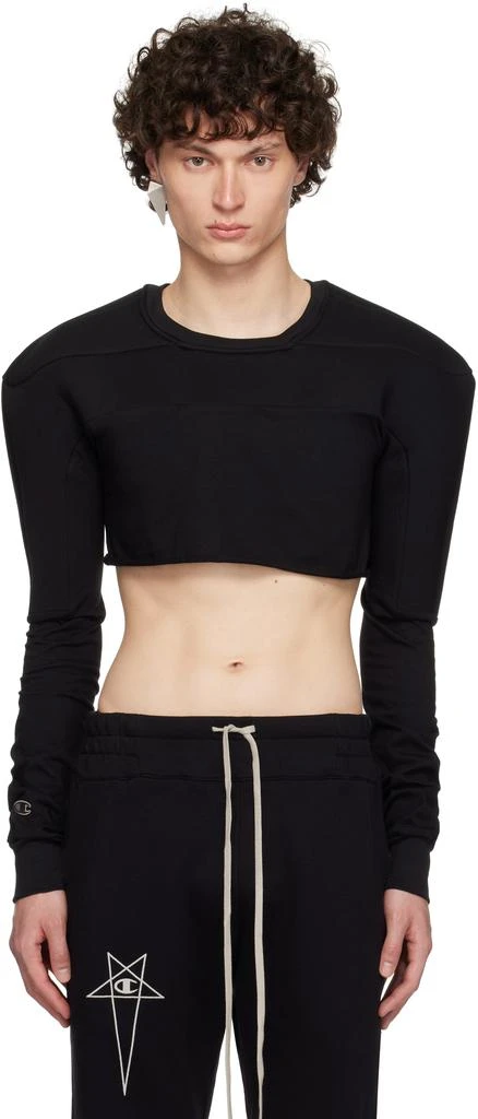 Rick Owens Black Champion Edition Girdered Cropped Harness T-shirt 1