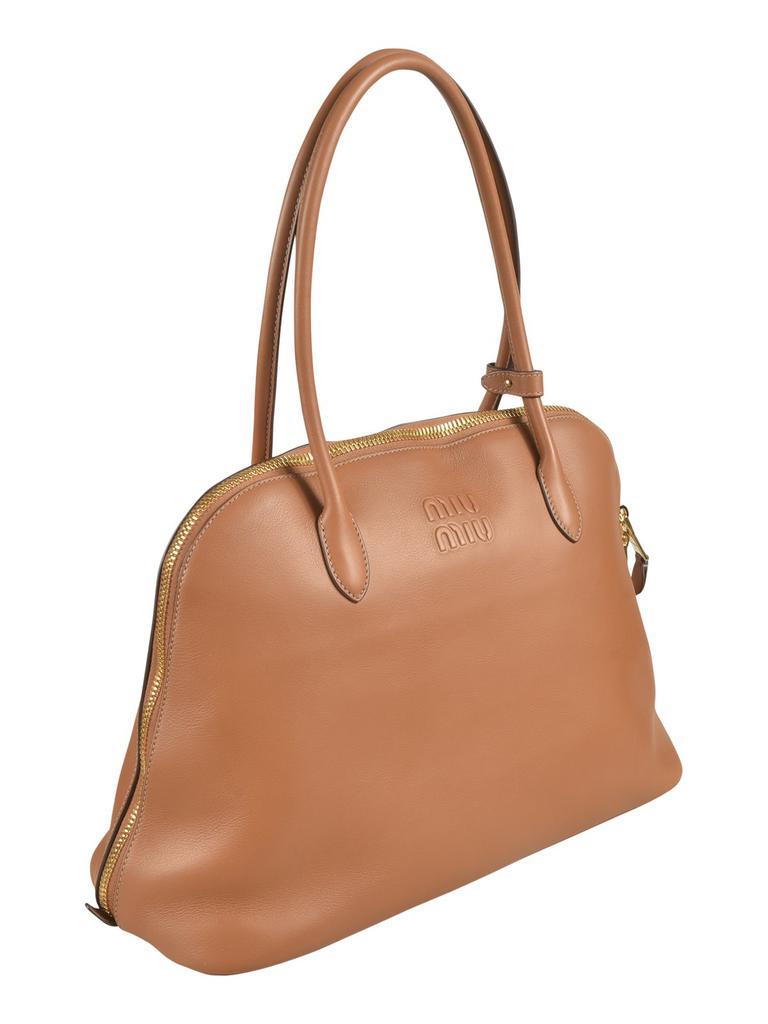 【Miu Miu 】Logo Embossed Top Handle Bag トートバッグ Miu Miu Embossed Logo Leather top-handle Bag | Black | FARFETCH