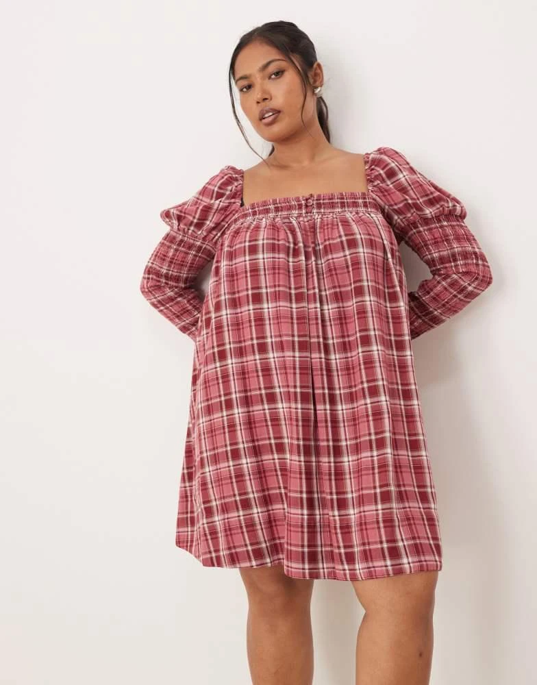 asos pink check dress Shop ASOS DESIGN Curve square neck mixed shirred babydoll mini dress in  check on Sale at BeyondStyle – Get 66% Off ASOS DESIGN Curve square neck  mixed
