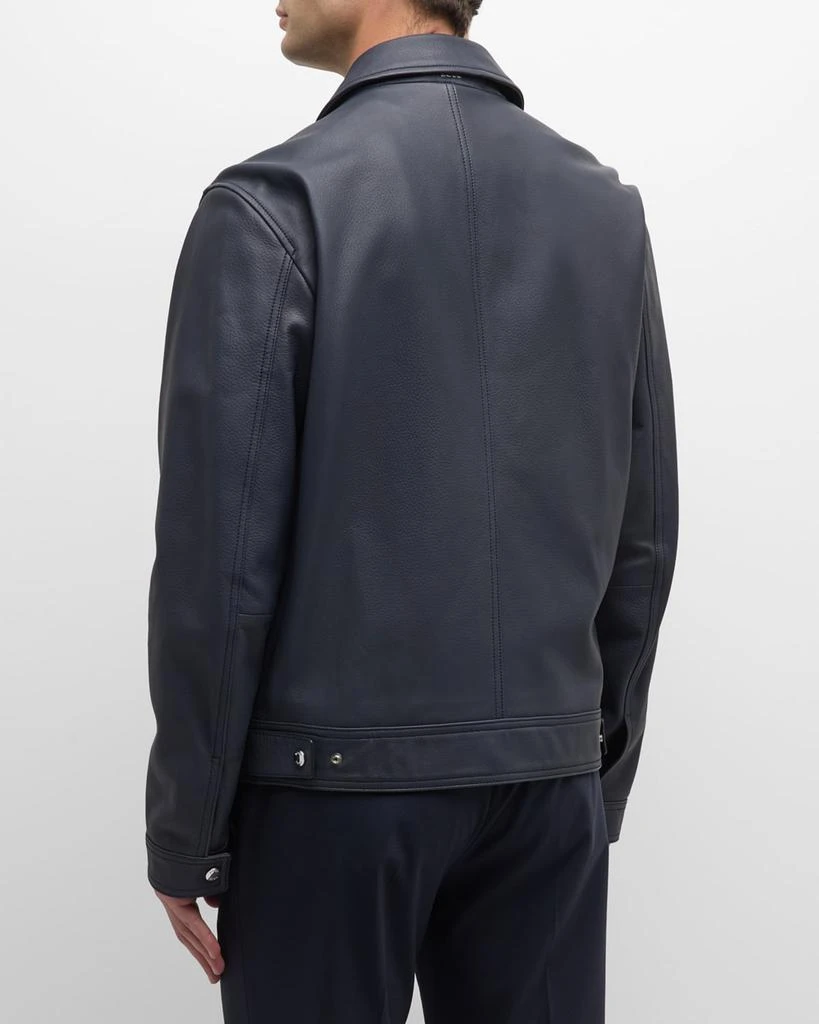 Hugo Boss Men's Leather Full-Zip Jacket 4
