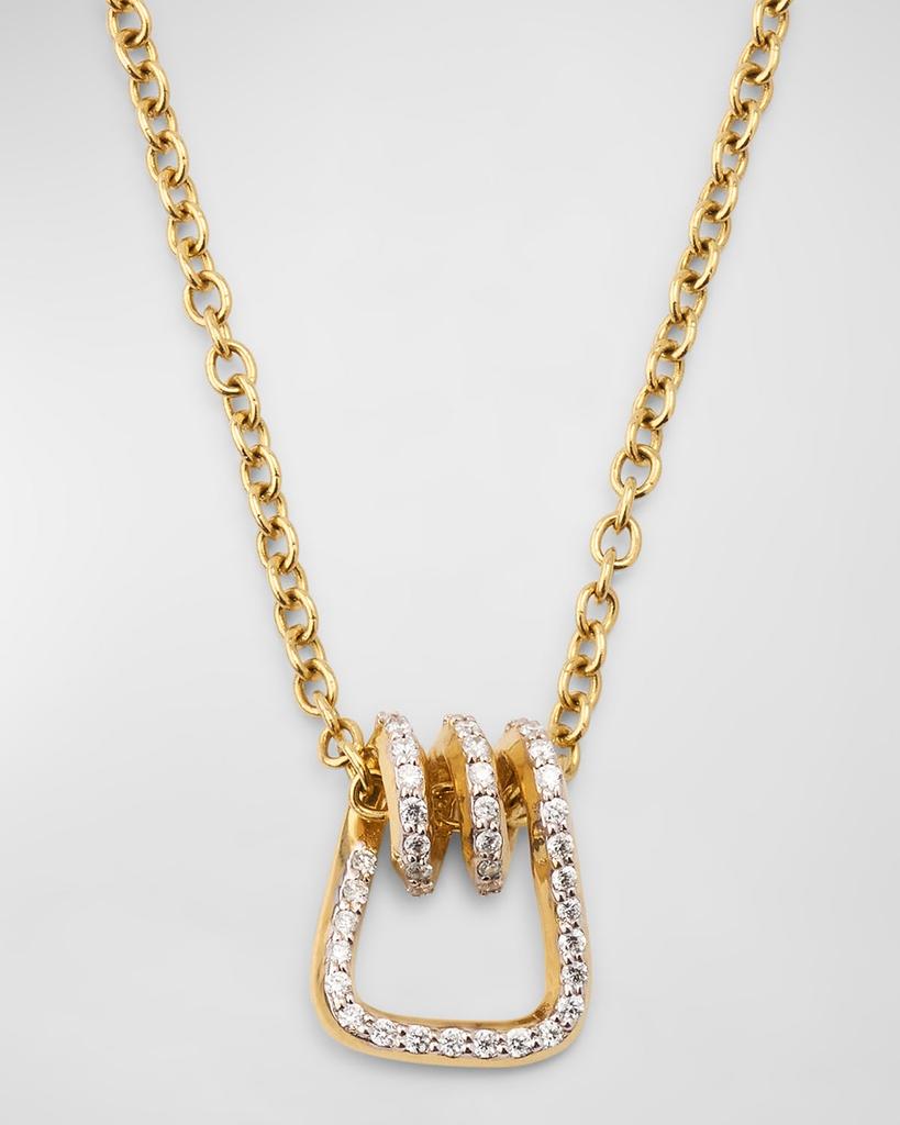 Walters Faith Huxley 18k Yellow Gold Diamond Coil Link Pendant Necklace