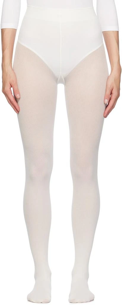 Wolford White Mary Cotton Rib Tights 1