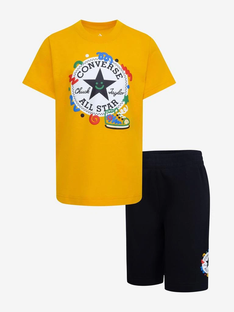 Converse Converse Boys Squiggle T-Shirt And Shorts Set in Black 1