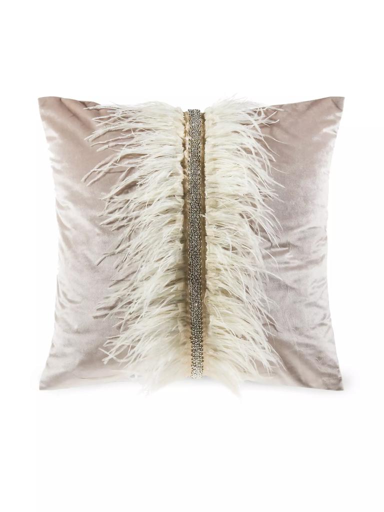 Callisto Home Velvet & Ostrich Feather Pillow