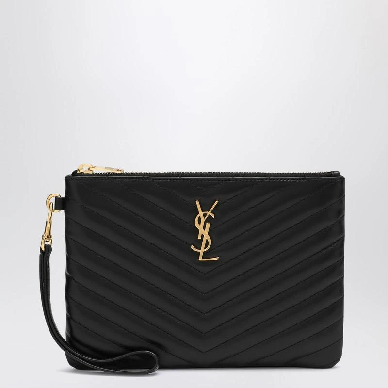 Yves Saint Laurent Black Cassandre clutch in matelassé leather 1