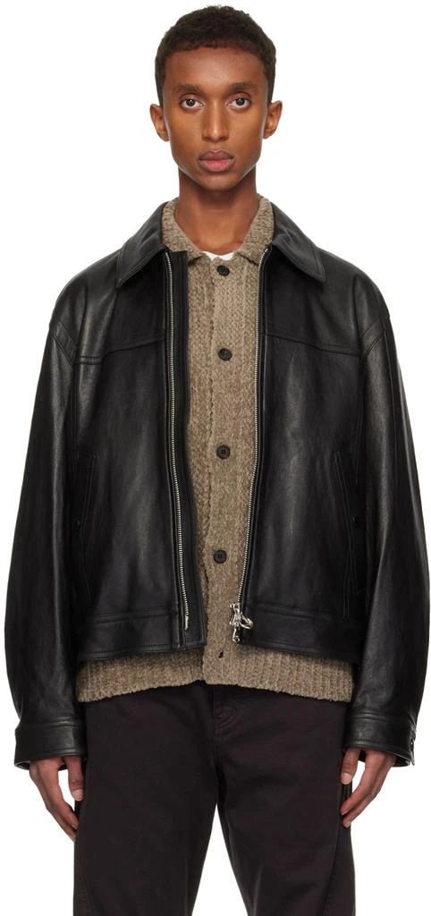 Solid Homme Black Minimal Leather Jacket 1