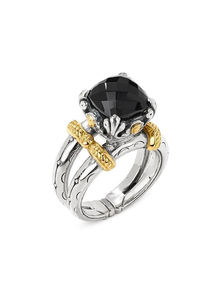 Konstantino Anthos Dual Ray Sterling Silver, 18K Yellow Gold & Black Onyx Solitaire Ring 1