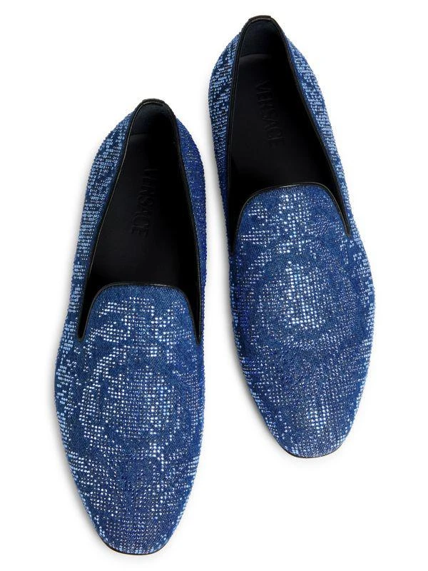 Versace Stone-Embellished Smocking Slippers 4