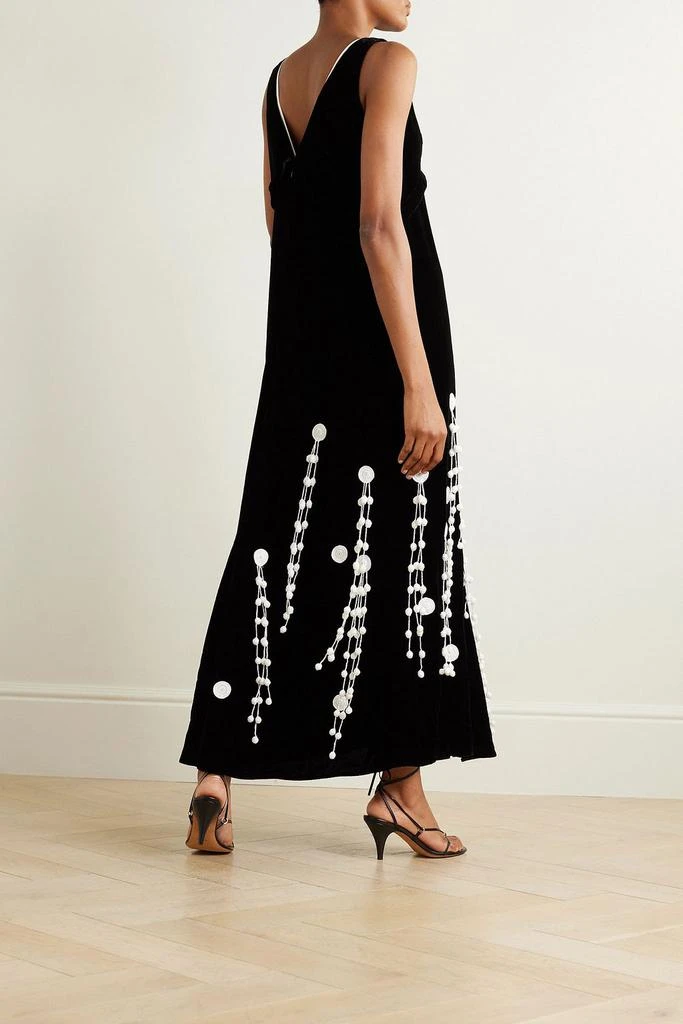 Proenza Schouler Appliquéd poplin-trimmed velvet maxi dress 3
