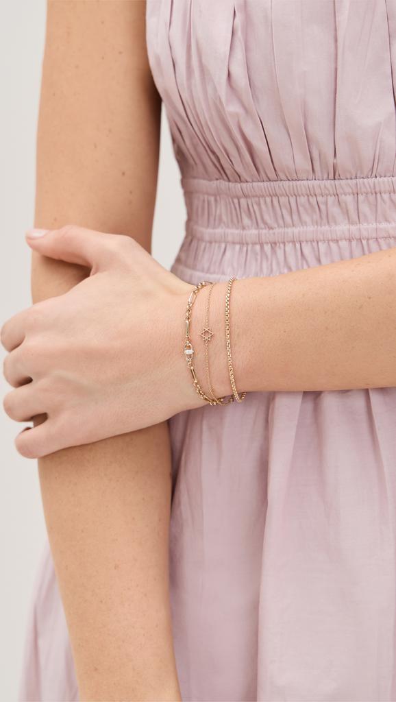 Zoe Chicco 14k Gold Medium Mixed Paperclip Rolo Chain Bracelet with Marquise Set Diamond