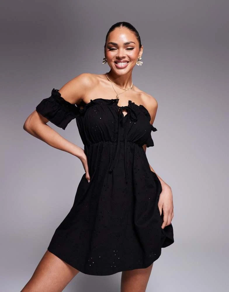 asos design broderie dress ASOS DESIGN broderie cami maxi dress in black