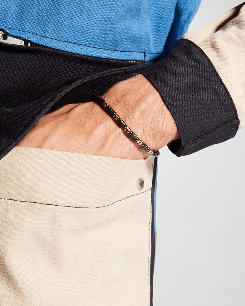 Roberto Demeglio Men's Black Carbon Bracelet with 5 Rose Gold Sections