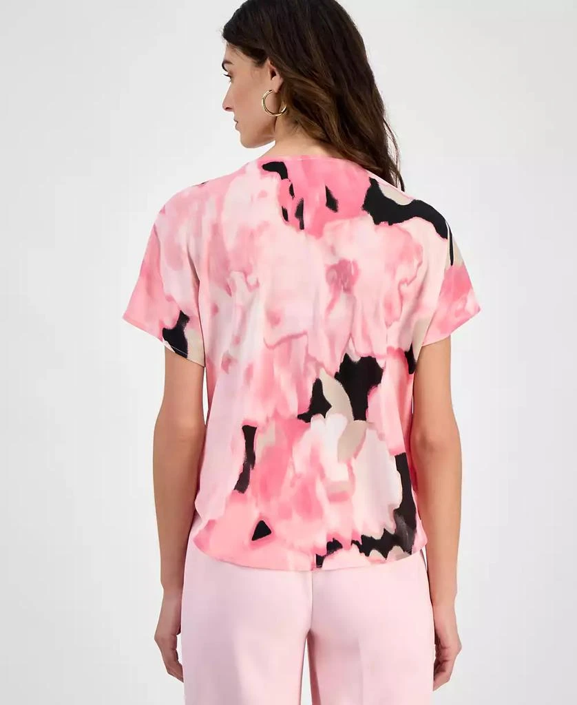Anne Klein Women's Printed Boat Neck Short-Sleeve Top 2
