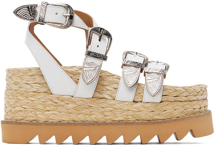 Toga Pulla White Pin-Buckle Platform Sandals