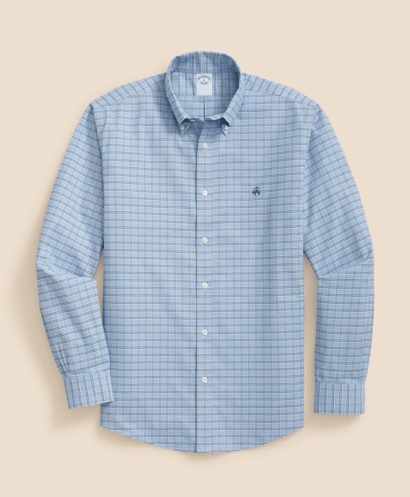 Brooks Brothers Stretch Cotton Non-Iron Oxford Polo Button Down Collar, Ground Check Shirt