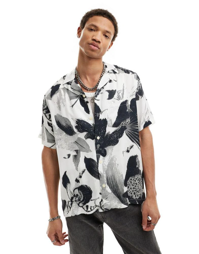 ALL SAINTS AllSaints Frequency short sleeve shirt in white floral 1