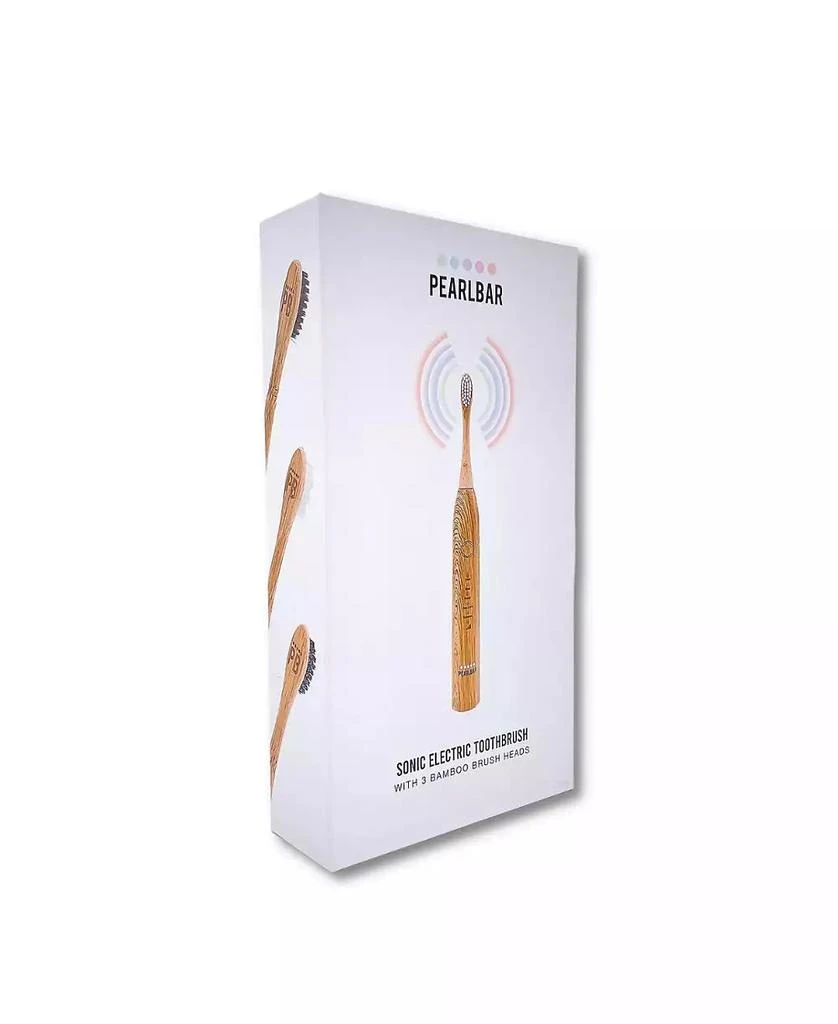 PearlBar Sonic Electric Toothbrush with USB Charging Base, USB Cord and Bamboo Brush Heads, Set of 3 4