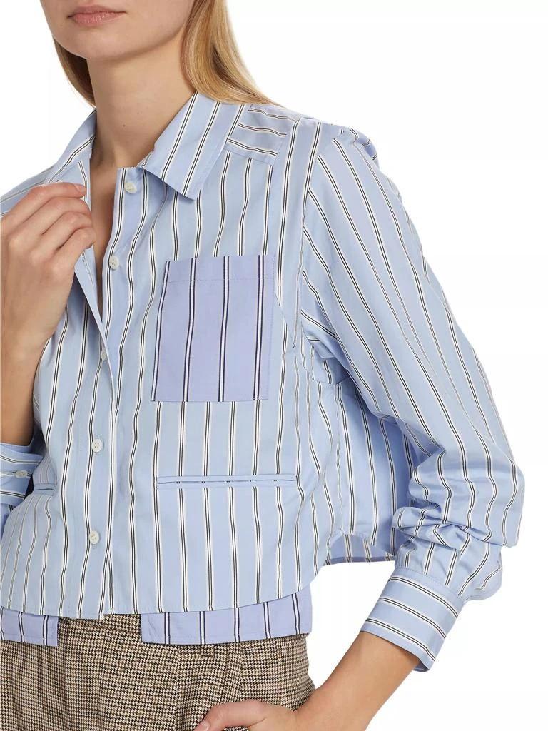 MOUSSY VINTAGE Striped Cotton Layered Crop Shirt 6
