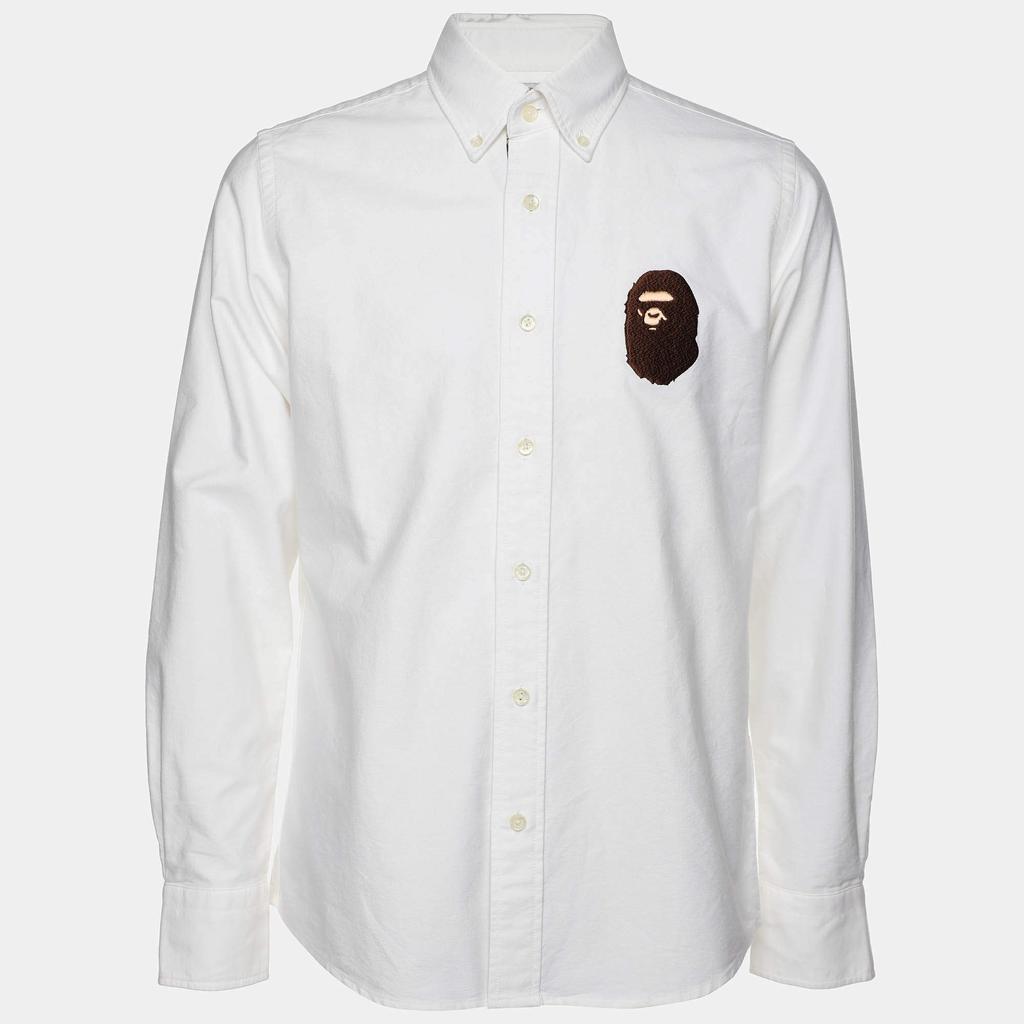 A Bathing Ape A Bathing Ape White Cotton Button Front Shirt S