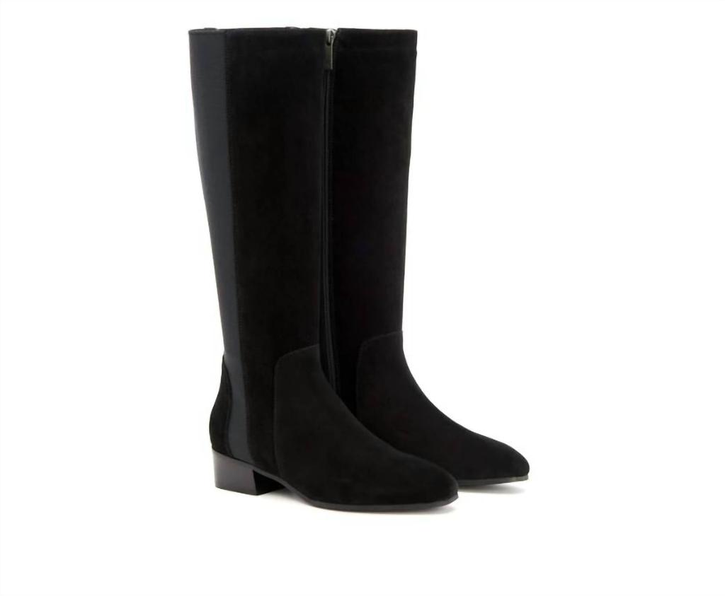 Aquatalia Aquatalia - Flore Suede Leather Knee High Stretch Riding Boots