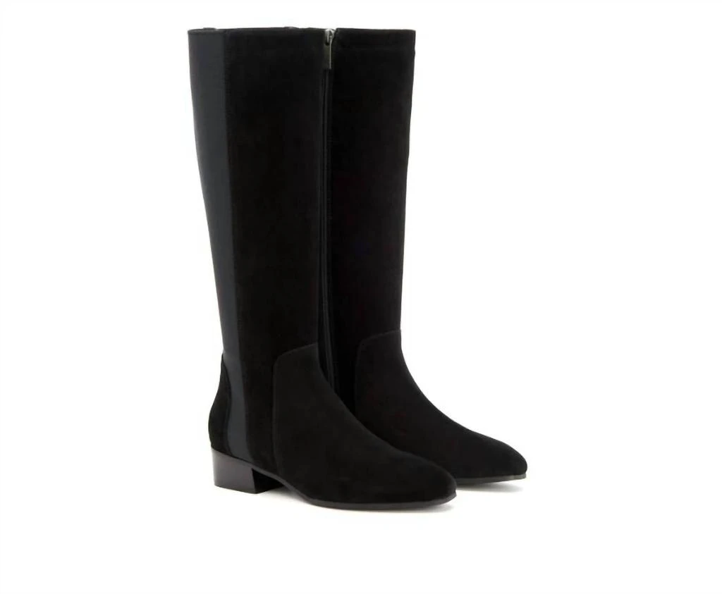 Aquatalia Aquatalia - Flore Suede Leather Knee High Stretch Riding Boots 1