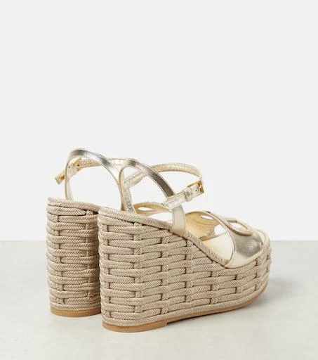 Valentino VLogo cutout metallic leather espadrille wedges 2
