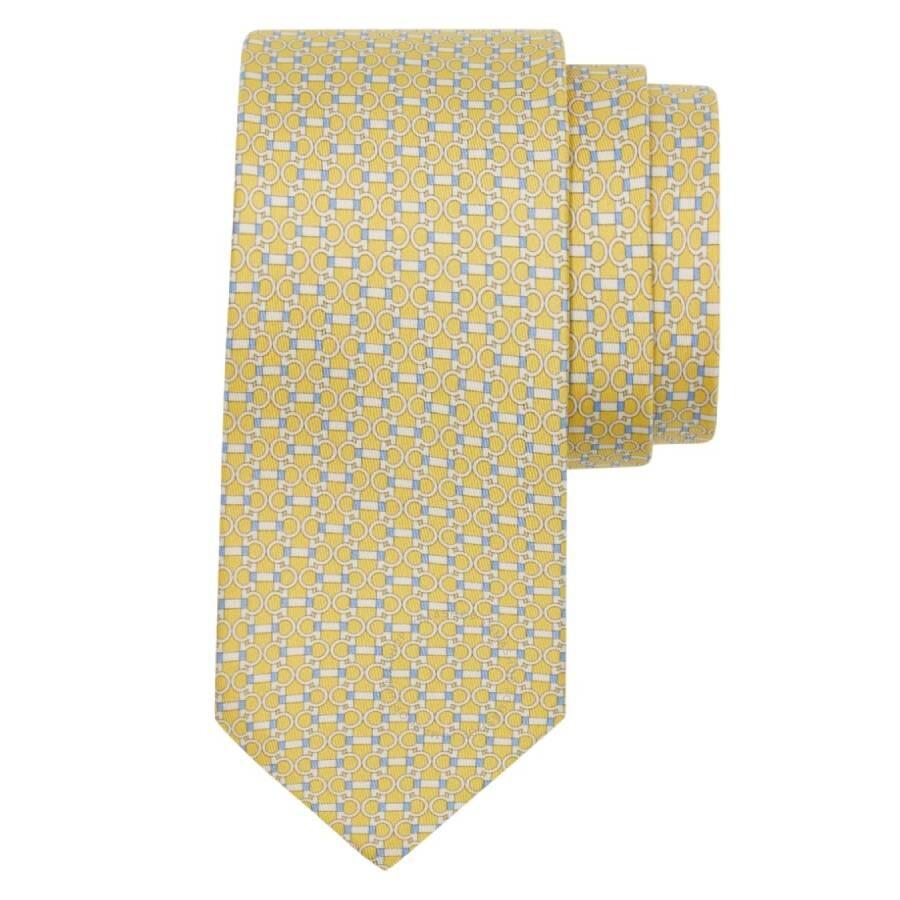 Salvatore Ferragamo Gancini Horsebit Print Silk Tie