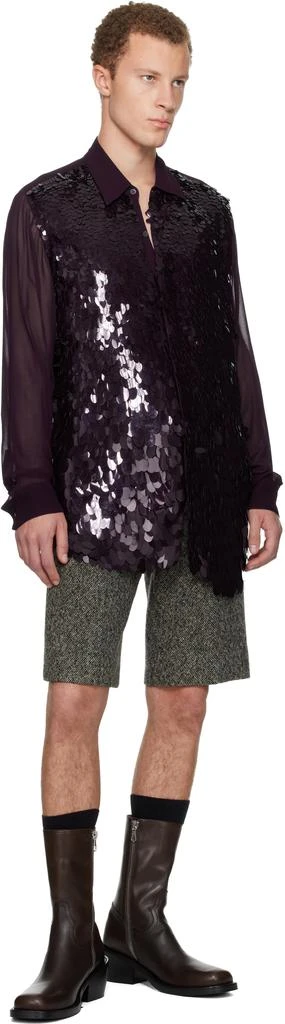 Dries Van Noten Purple Sequinned Shirt 4