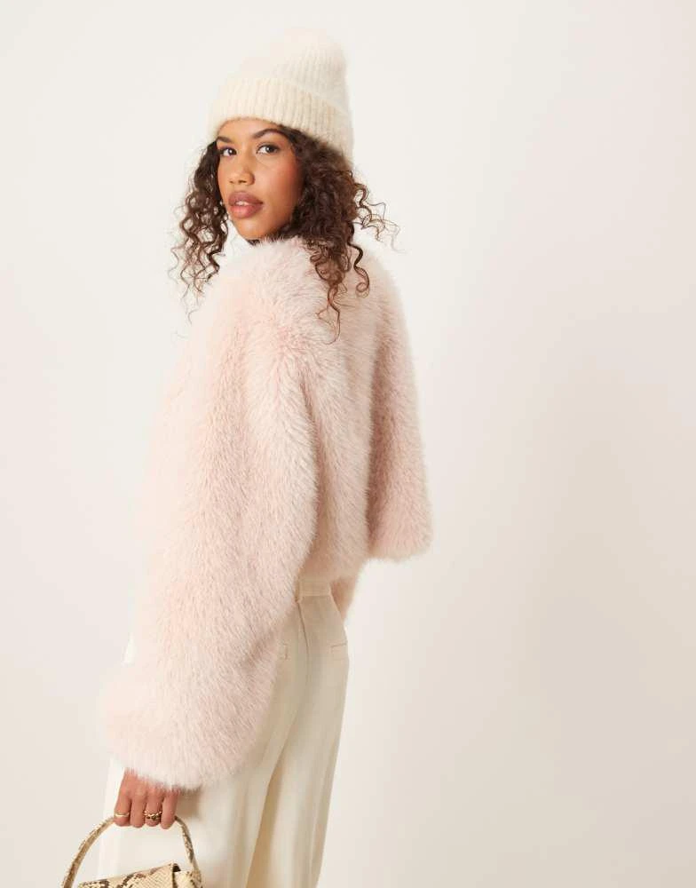 ASOS ASOS DESIGN faux fur jacket in light pink 4