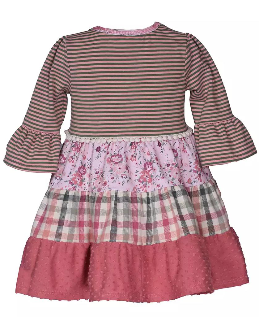 Bonnie Jean Little Girls Long Sleeved Mixed Print Tiered Dress