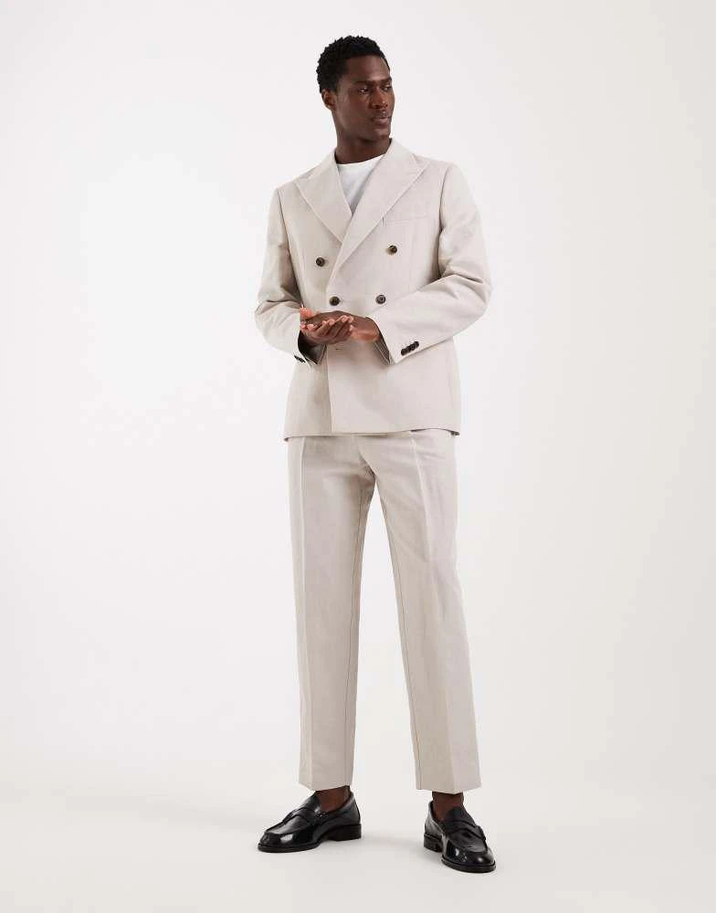 ASOS ASOS DESIGN relaxed tapered linen rich suit trousers in stone 2