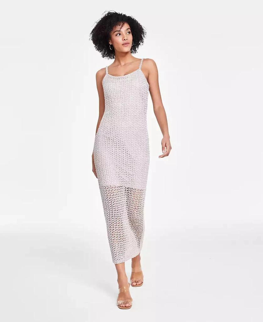 Bar III Women's Metallic Crochet Bodycon Dress, Created for Macy's 1