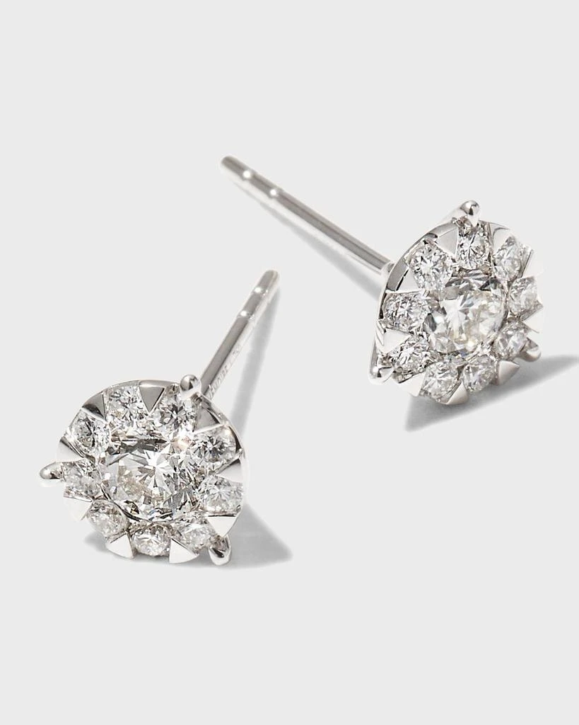 Memoire White Gold Bouquet 3-Prong Diamond Stud Earrings, 0.69-0.77tcw 3