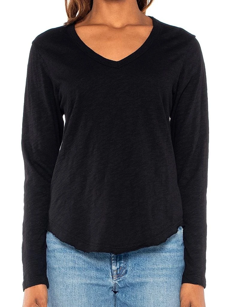 Wilt Long Sleeve V-Neck Raw Hem Shirttail 7
